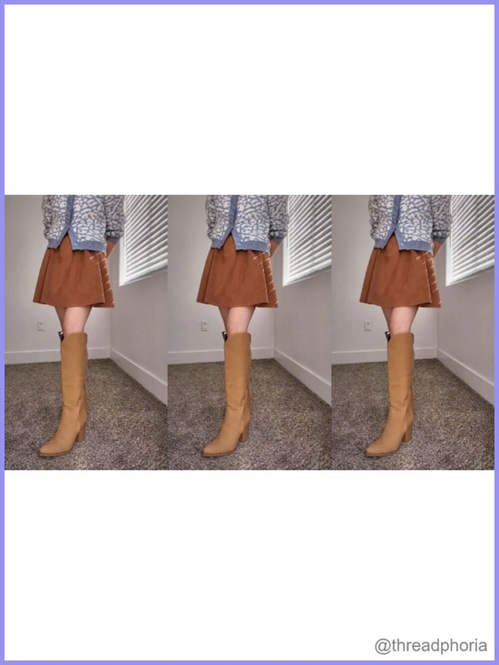 Faux Leather Knee High Western Boots Pointed Toe Tall Fashion Boots - Picture 5 of 6